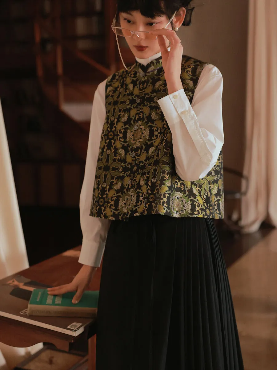 Embroidery China Glossy Mao-Collar Retro Vest