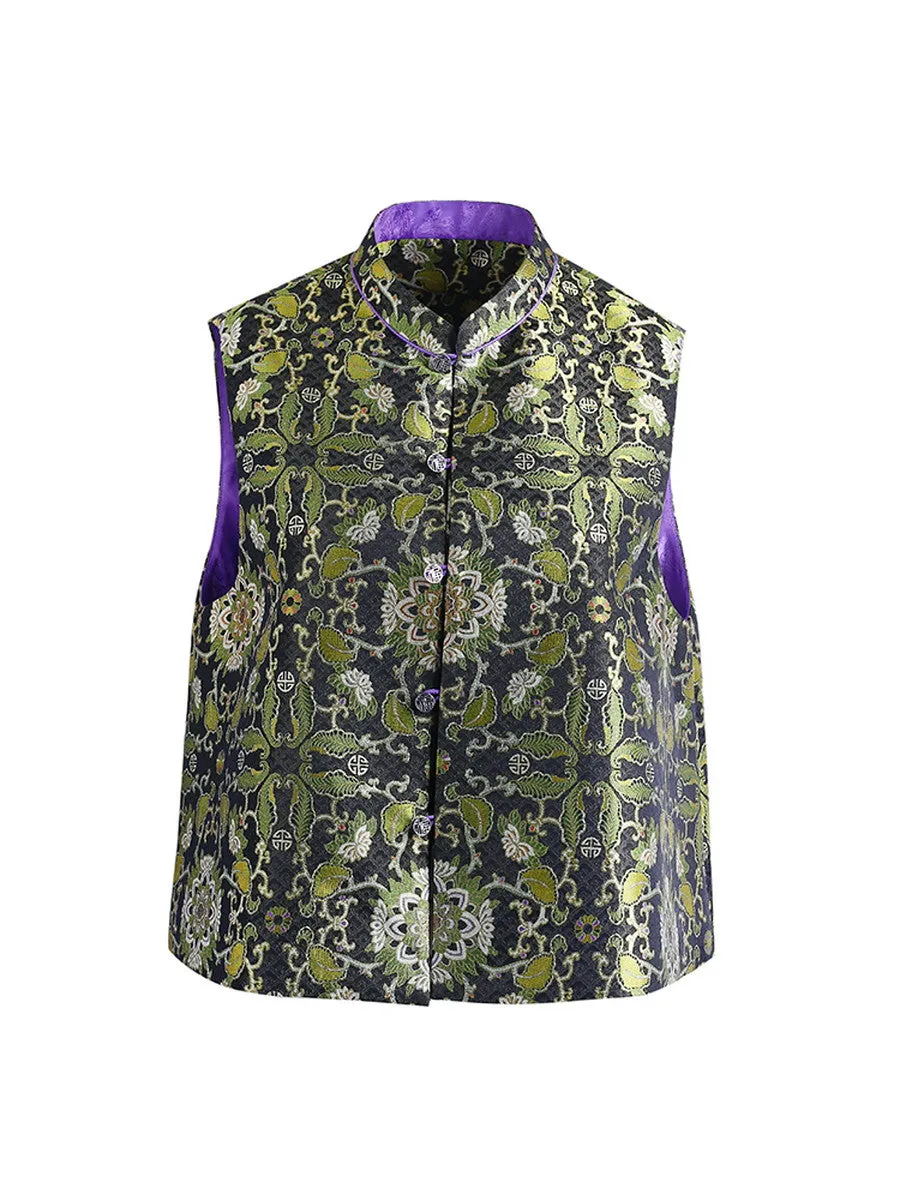 Embroidery China Glossy Mao-Collar Retro Vest