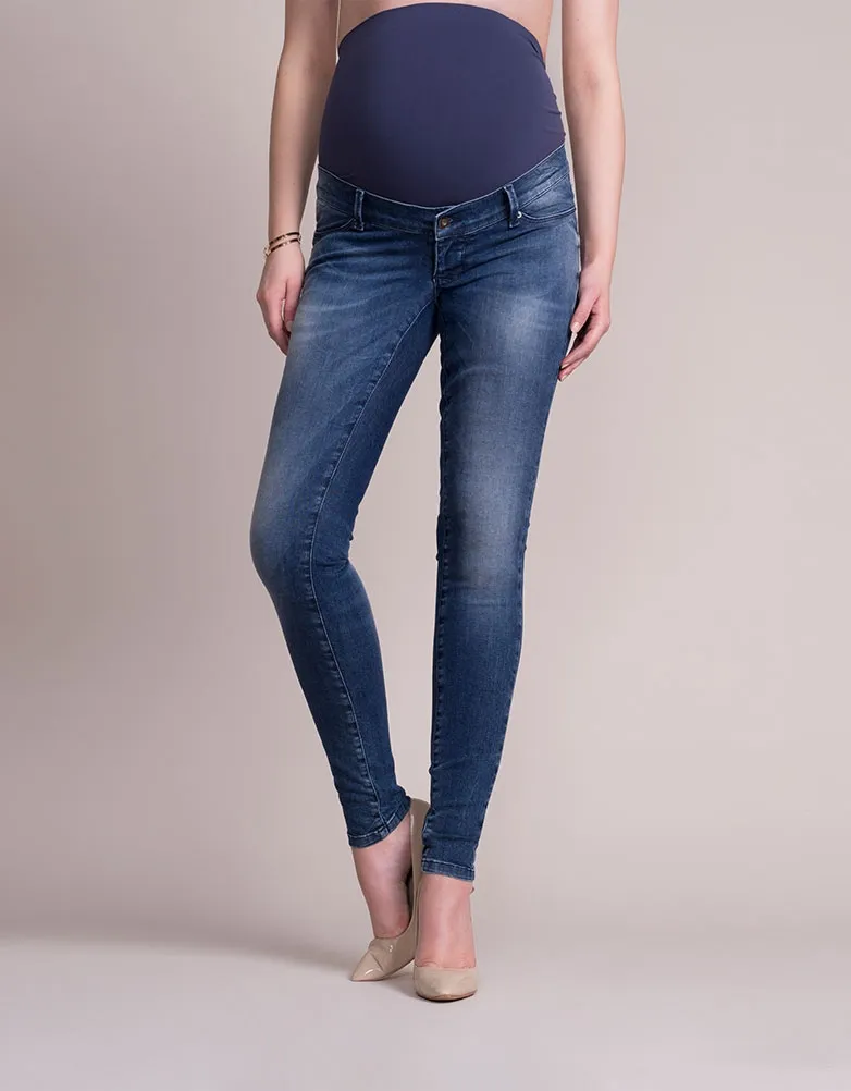 Faded Over Bump Skinny Maternity Jeans