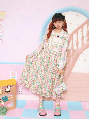 Floral Pastoral Style Girly Printed Long Vest Dress