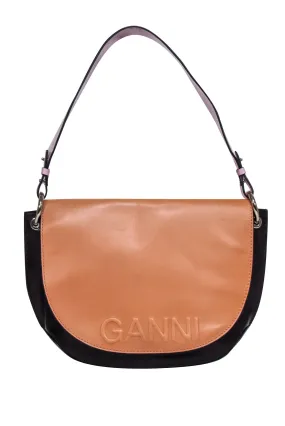 Ganni - Tan, Maroon, & Pink Shoulder Bag