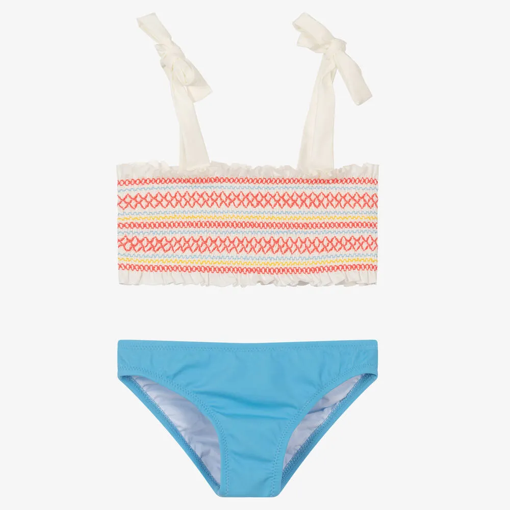 Girls Blue Shirred Bikini (UV50)