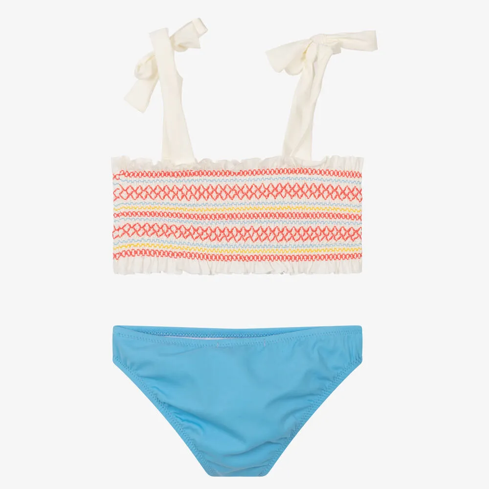 Girls Blue Shirred Bikini (UV50)