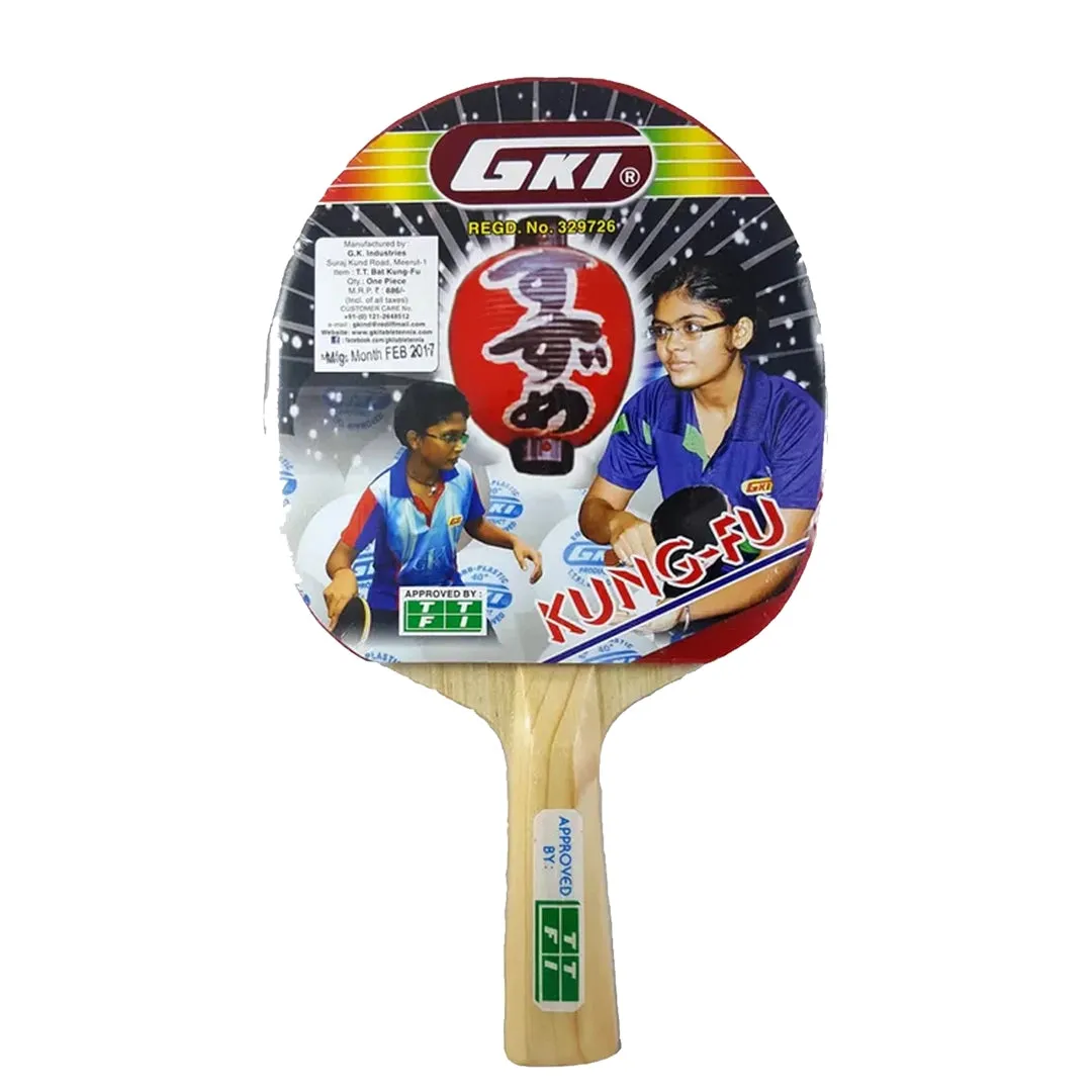 GKI Kung Fu Coloured Handle Table Tennis Bat with Cover