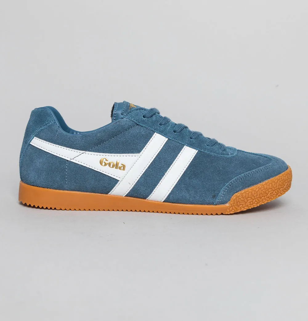 Gola Harrier Suede Trainers Baltic/White