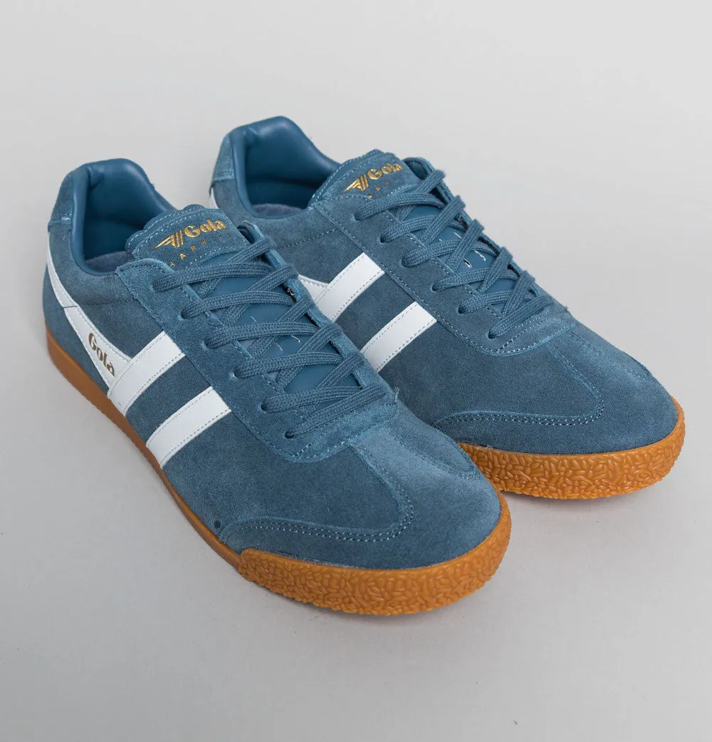 Gola Harrier Suede Trainers Baltic/White