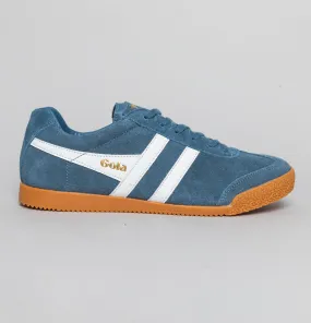 Gola Harrier Suede Trainers Baltic/White