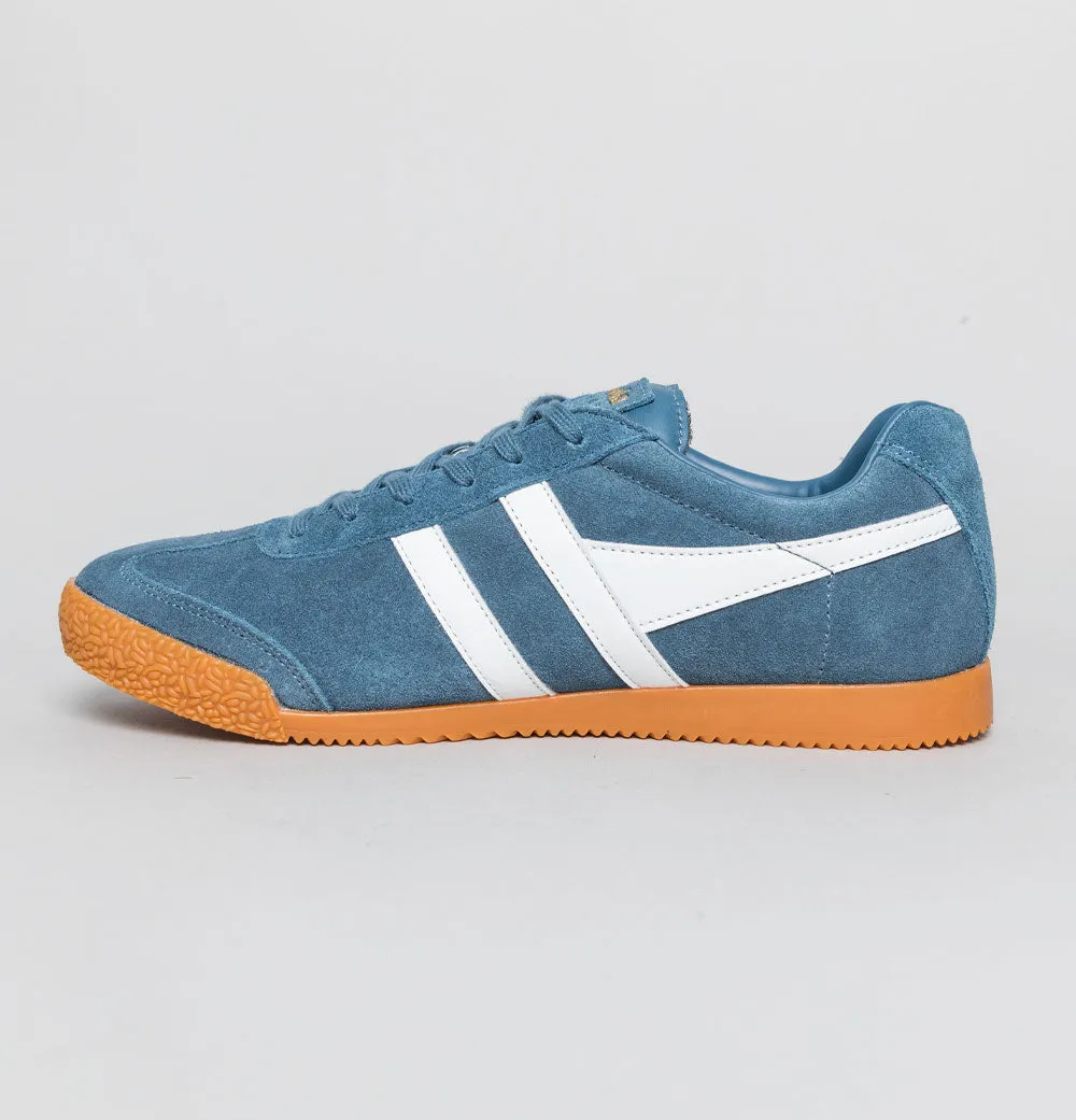 Gola Harrier Suede Trainers Baltic/White