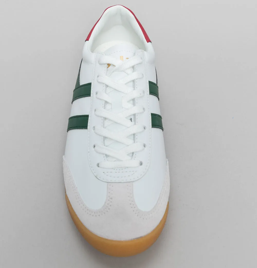 Gola Torpedo Leather Trainers White/Evergreen/Deep Red