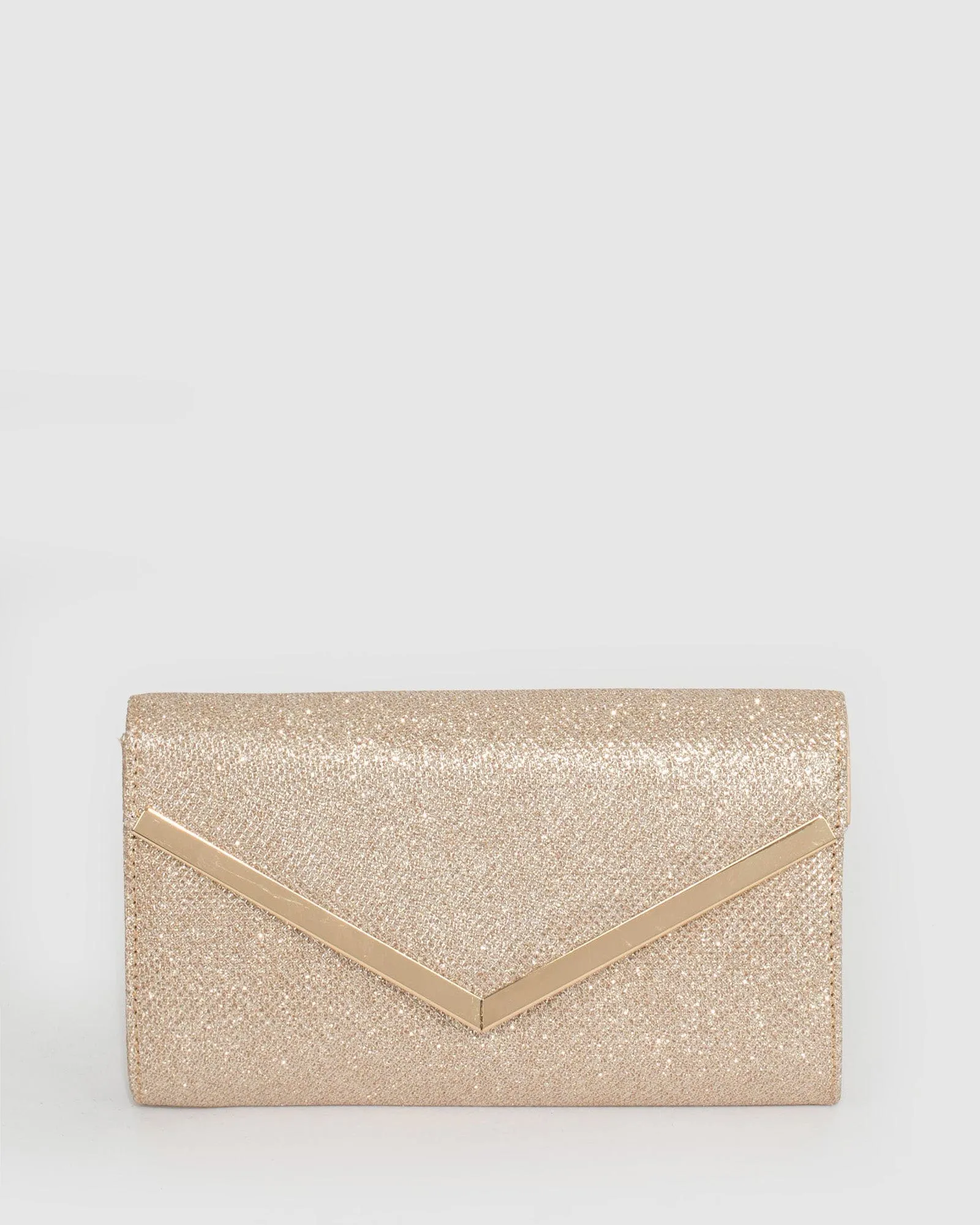 Gold Cindy Glitter Evening Clutch Bag