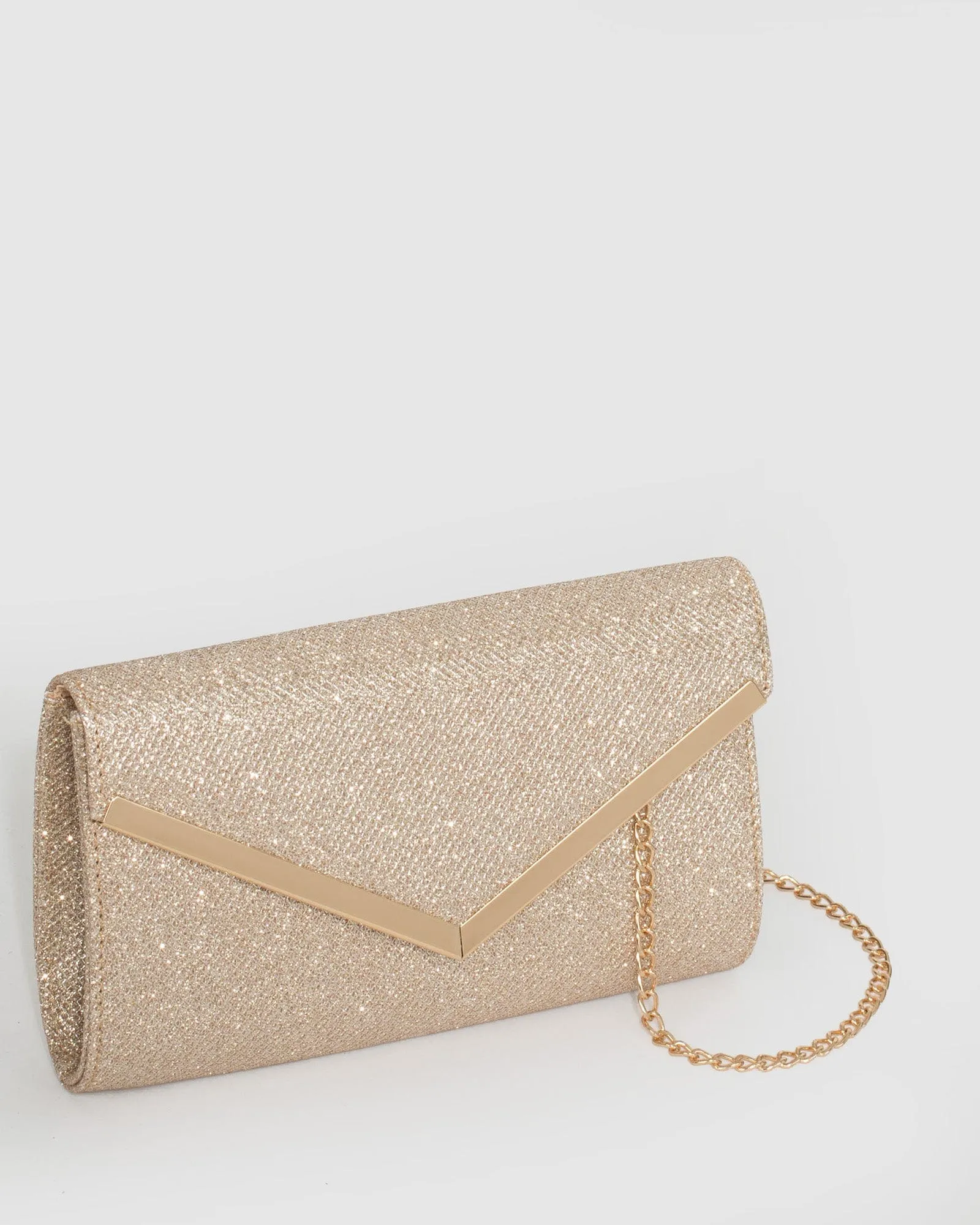 Gold Cindy Glitter Evening Clutch Bag