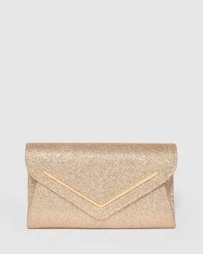 Gold Clare Metal Bar Clutch Bag