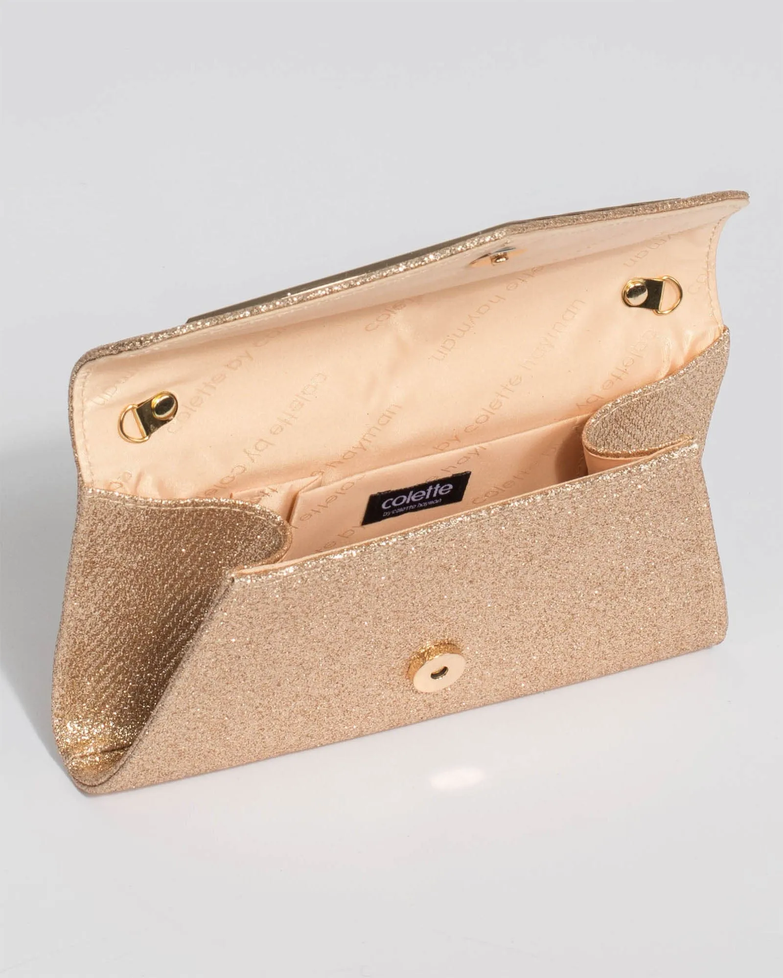 Gold Clare Metal Bar Clutch Bag