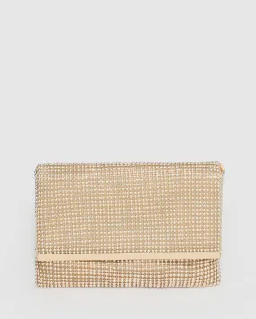 Gold Iris Flat Clutch Bag