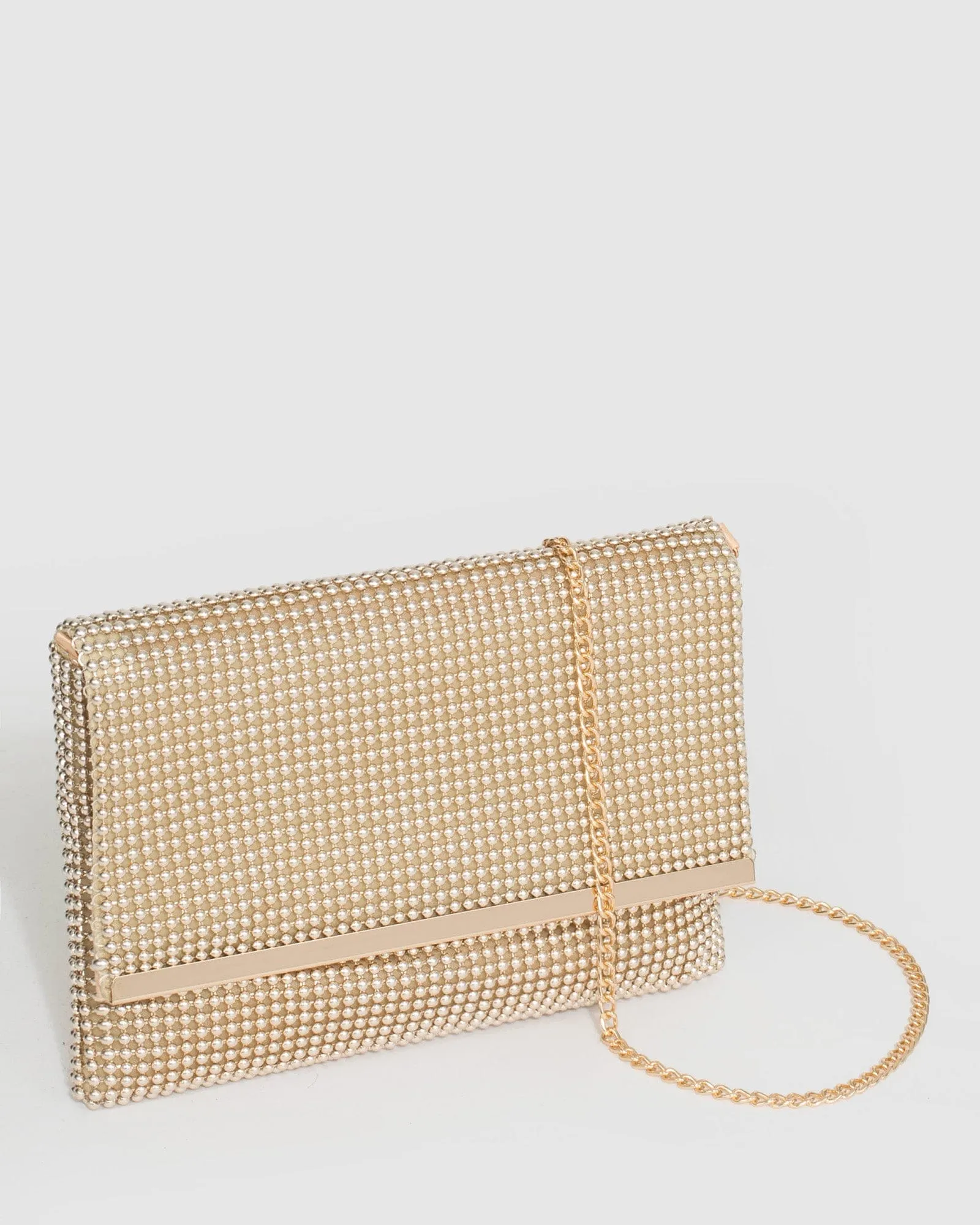 Gold Iris Flat Clutch Bag