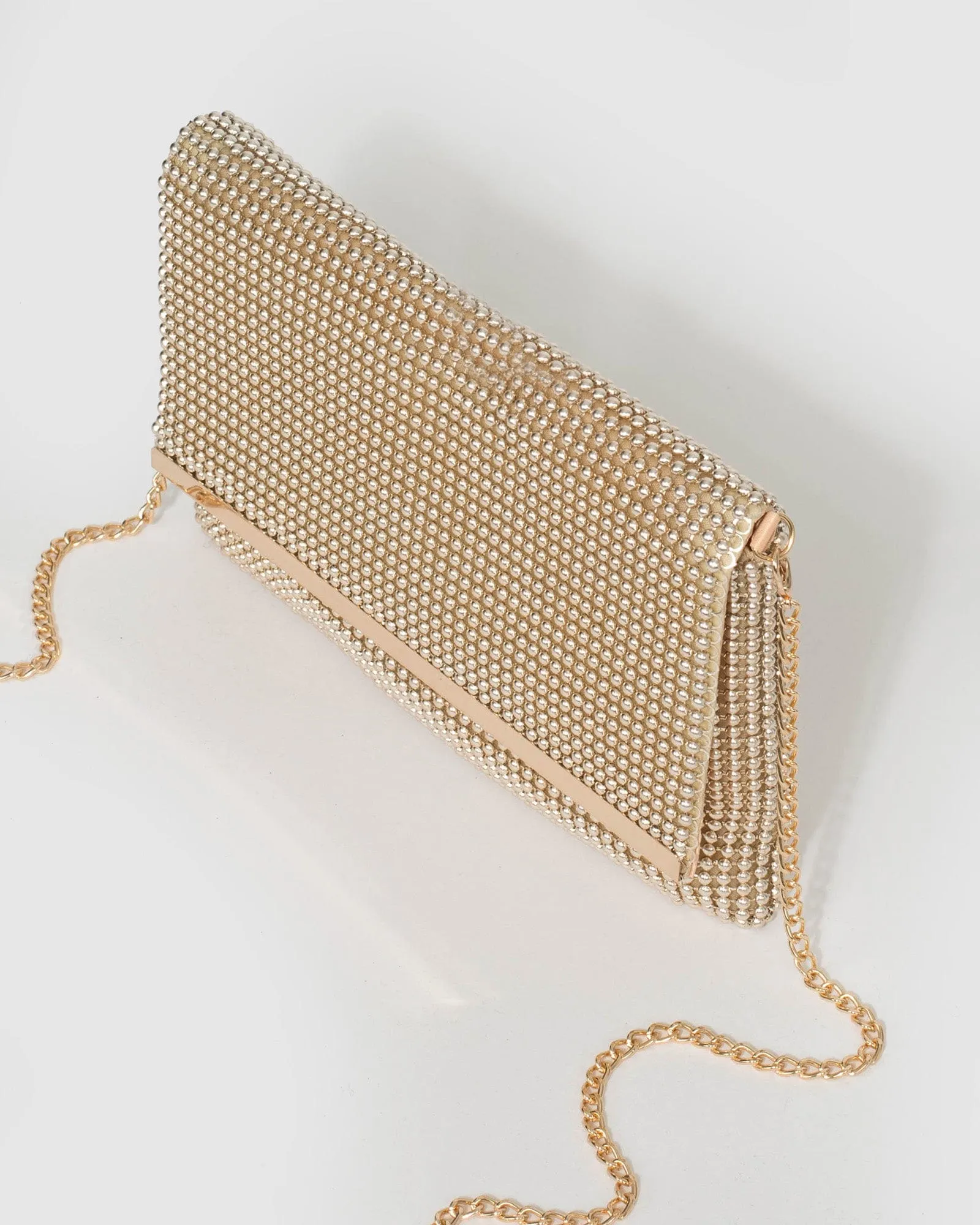 Gold Iris Flat Clutch Bag