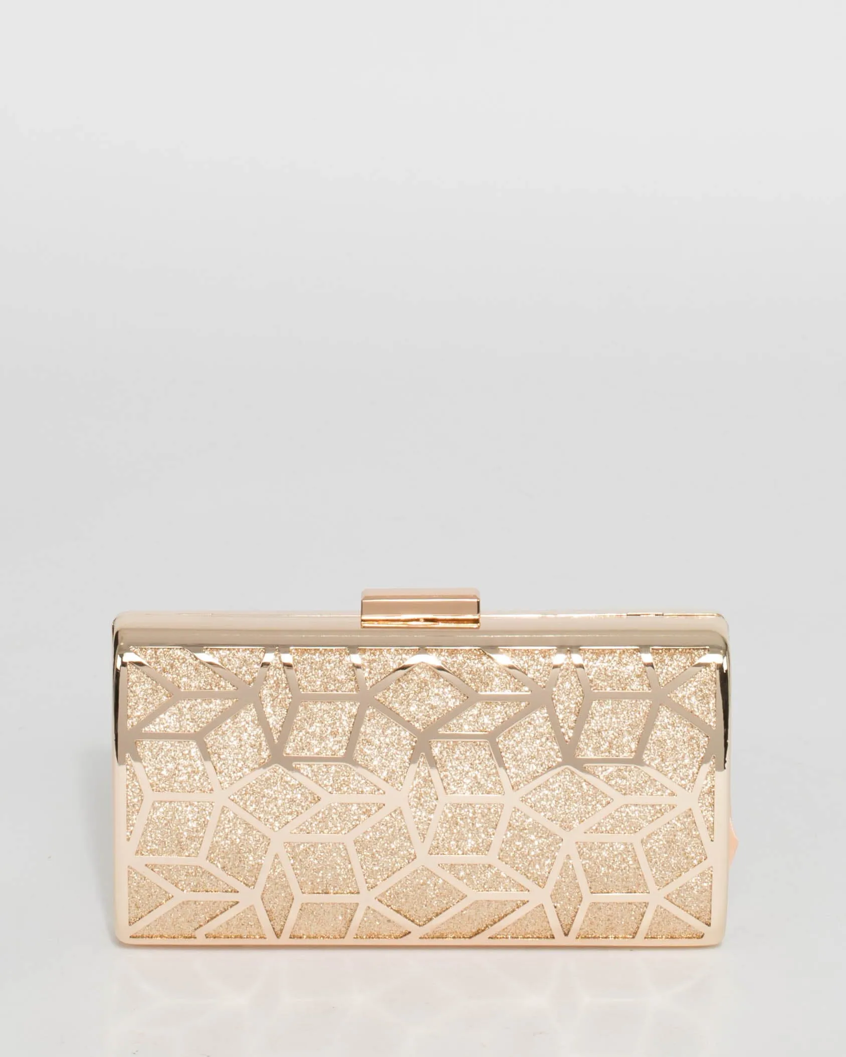 Gold Kari Geo Hardcase Clutch Bag