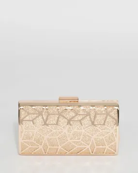 Gold Kari Geo Hardcase Clutch Bag