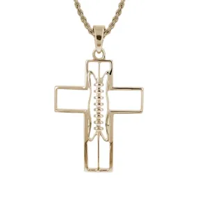 Gridiron Football Cross Necklace | Gold