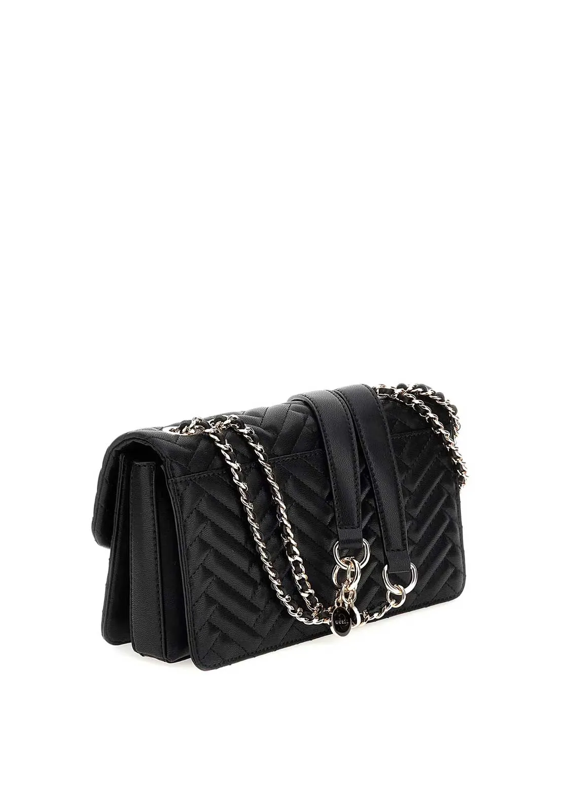 Guess Anning Quilted Chain Crossbody Bag, Black