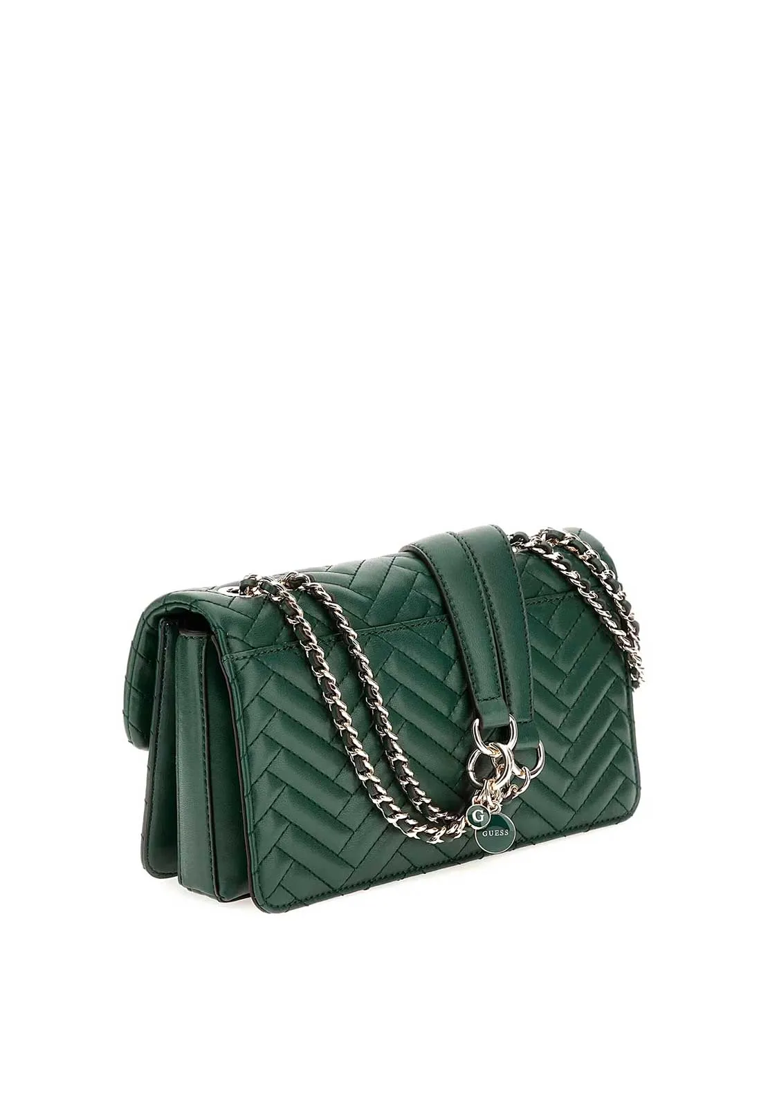 Guess Anning Quilted Chain Crossbody Bag, Green