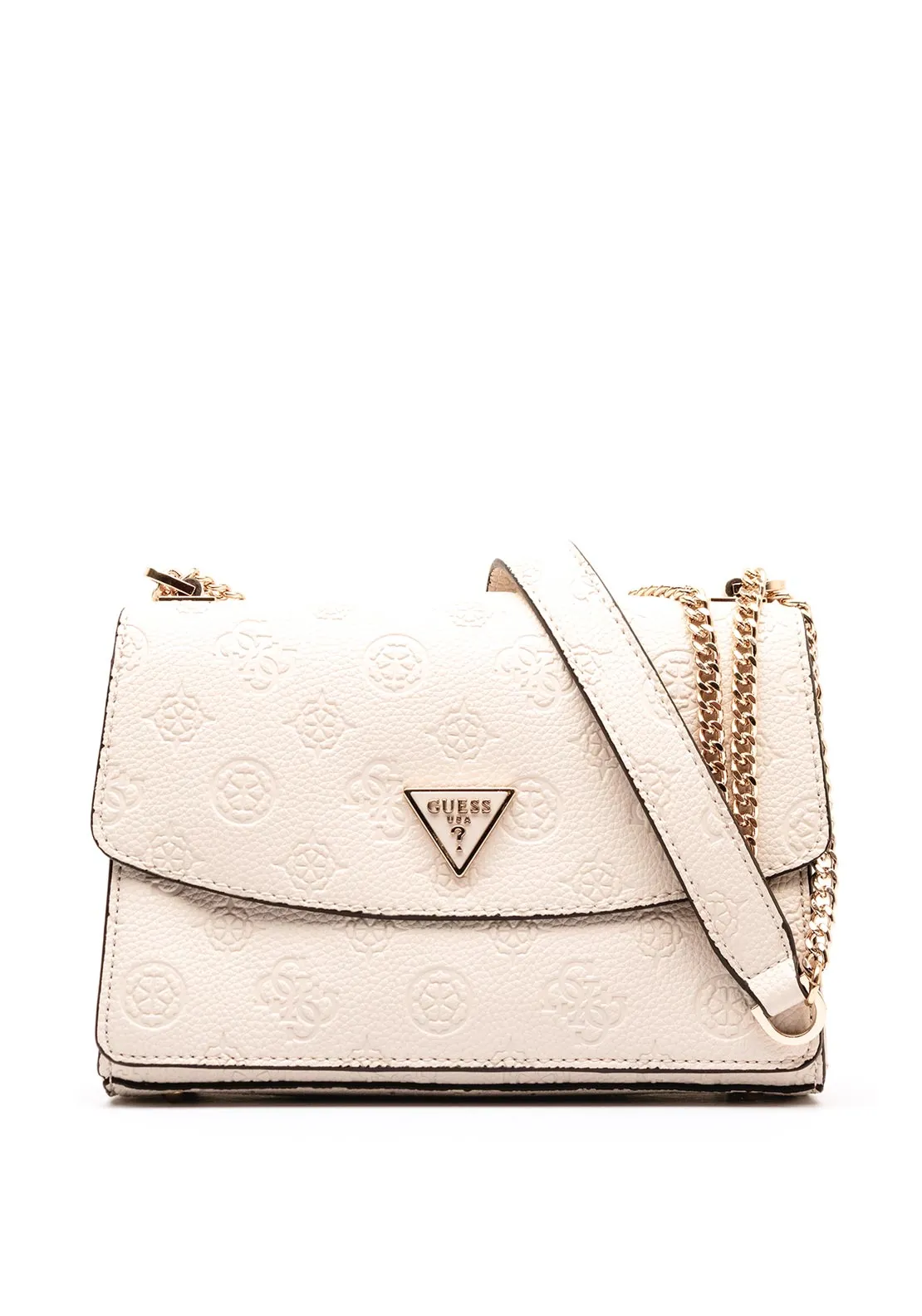 Guess Cresidia Logo Embossed Crossbody Satchel Bag, Bone