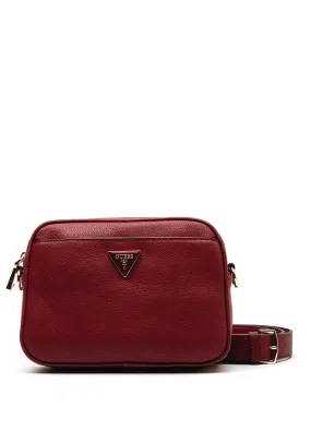 Guess Meridian Pebbled Effect Crossbody Bag, Burgundy