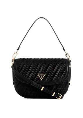 Guess Murielle Woven Effect Crossbody Bag, Black