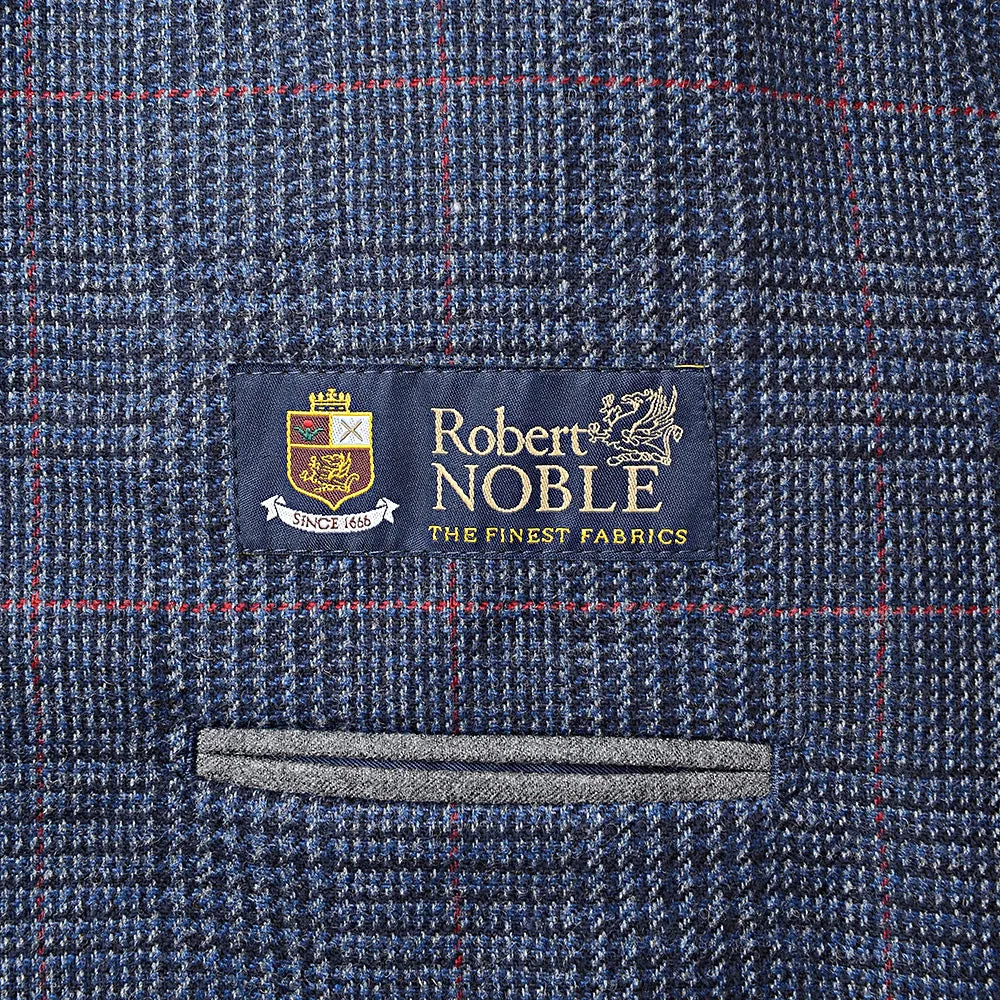 Hackett London Navy Wool Glen Check Jacket in Navy/Red