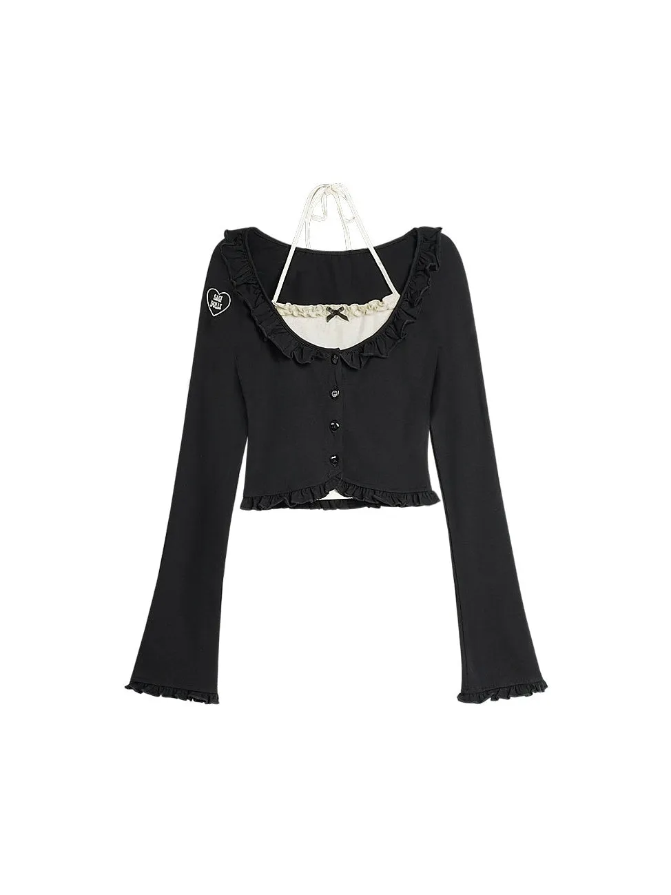 Halterneck Fake Two-piece Cardigan Top