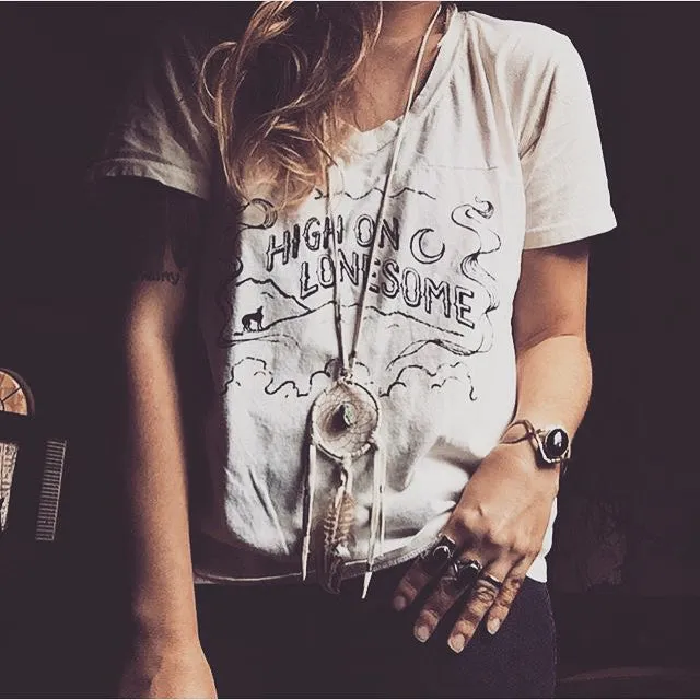 High On Lonesome - 70's Football Tee