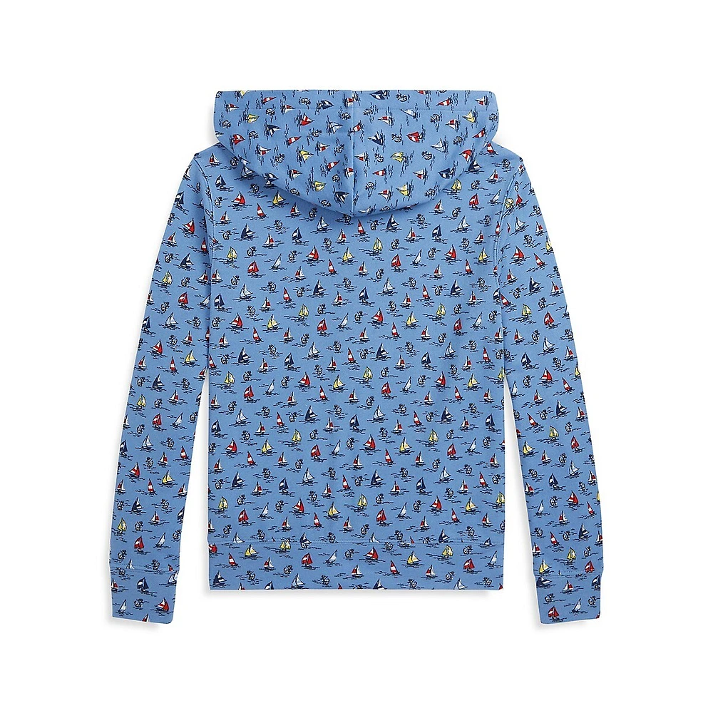 Hudson's Bay Boy's Sailboat-Print Spa Terry Full-Zip Hoodie