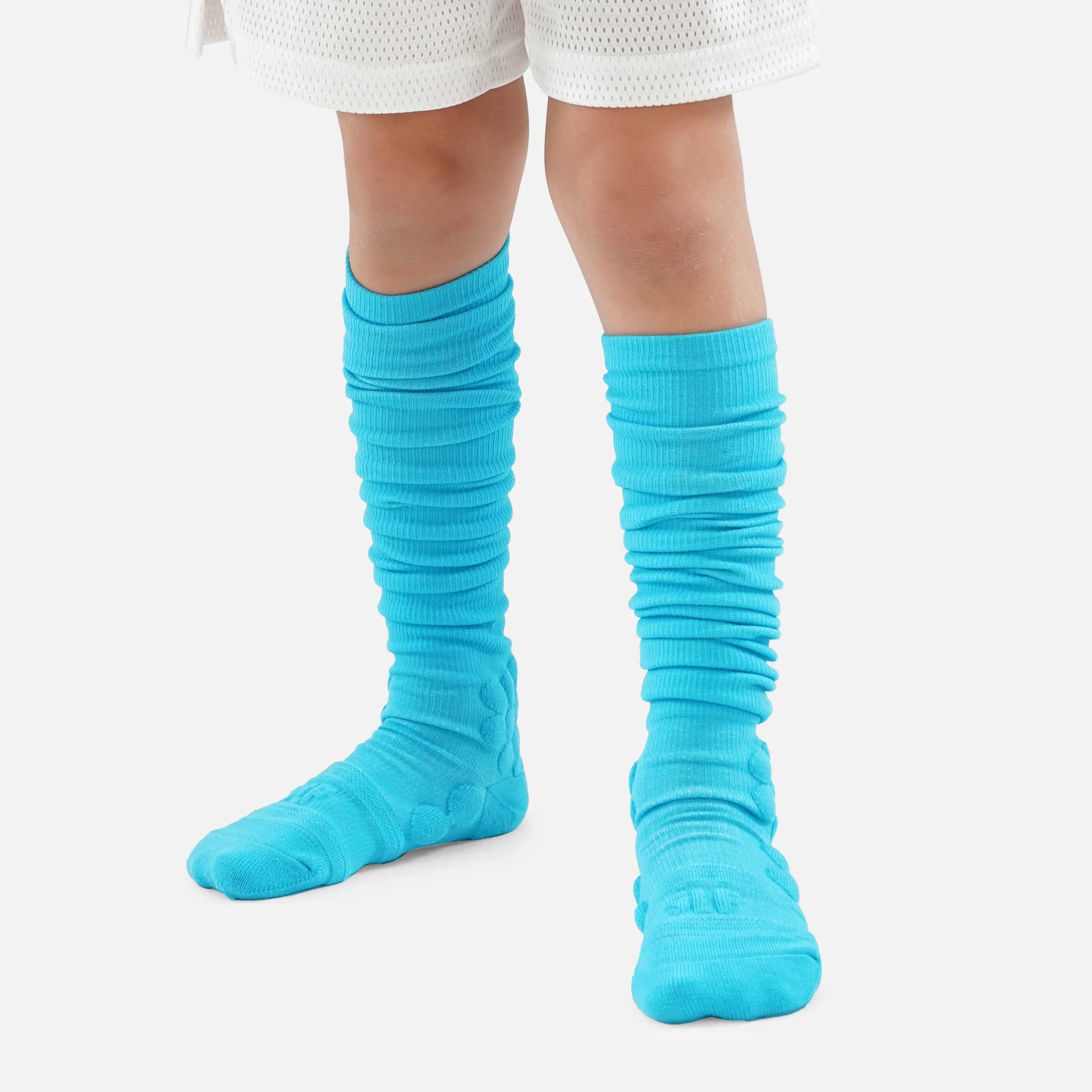 Hue Sky Blue Football Padded Long Kids Socks