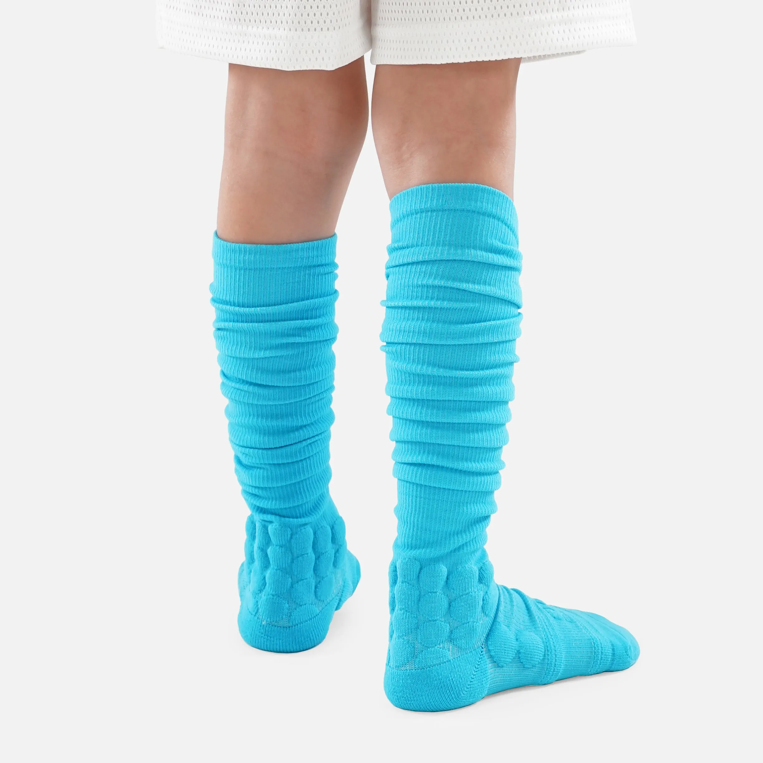 Hue Sky Blue Football Padded Long Kids Socks