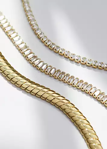 Inicio 14K Gold Plated Recycled Baguette Tennis Bracelet | Grattan