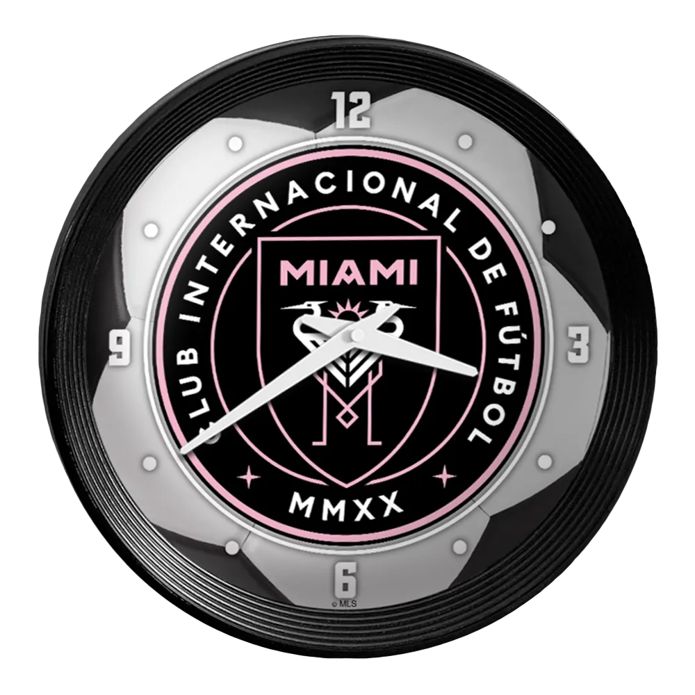 Inter Miami CF: Soccer Ball - Ribbed Frame Wall Clock