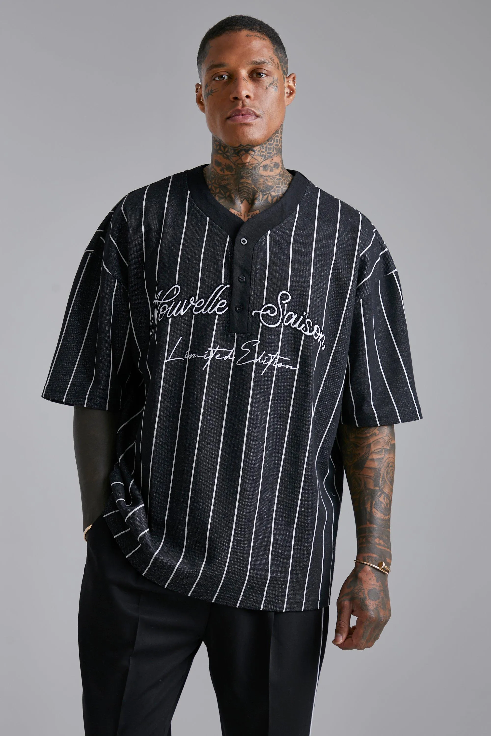 Jacquard Stripe Baseball Top