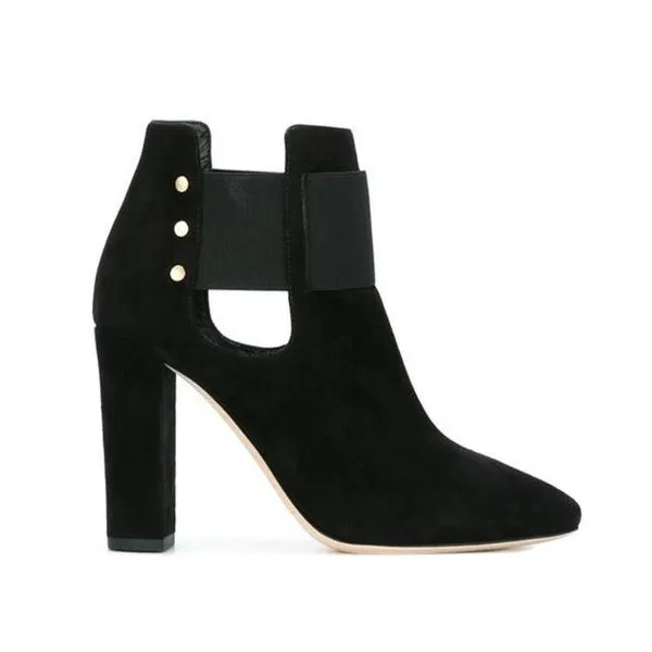 JIMMY CHOO Mercy 95 Suede Ankle Boot, Black