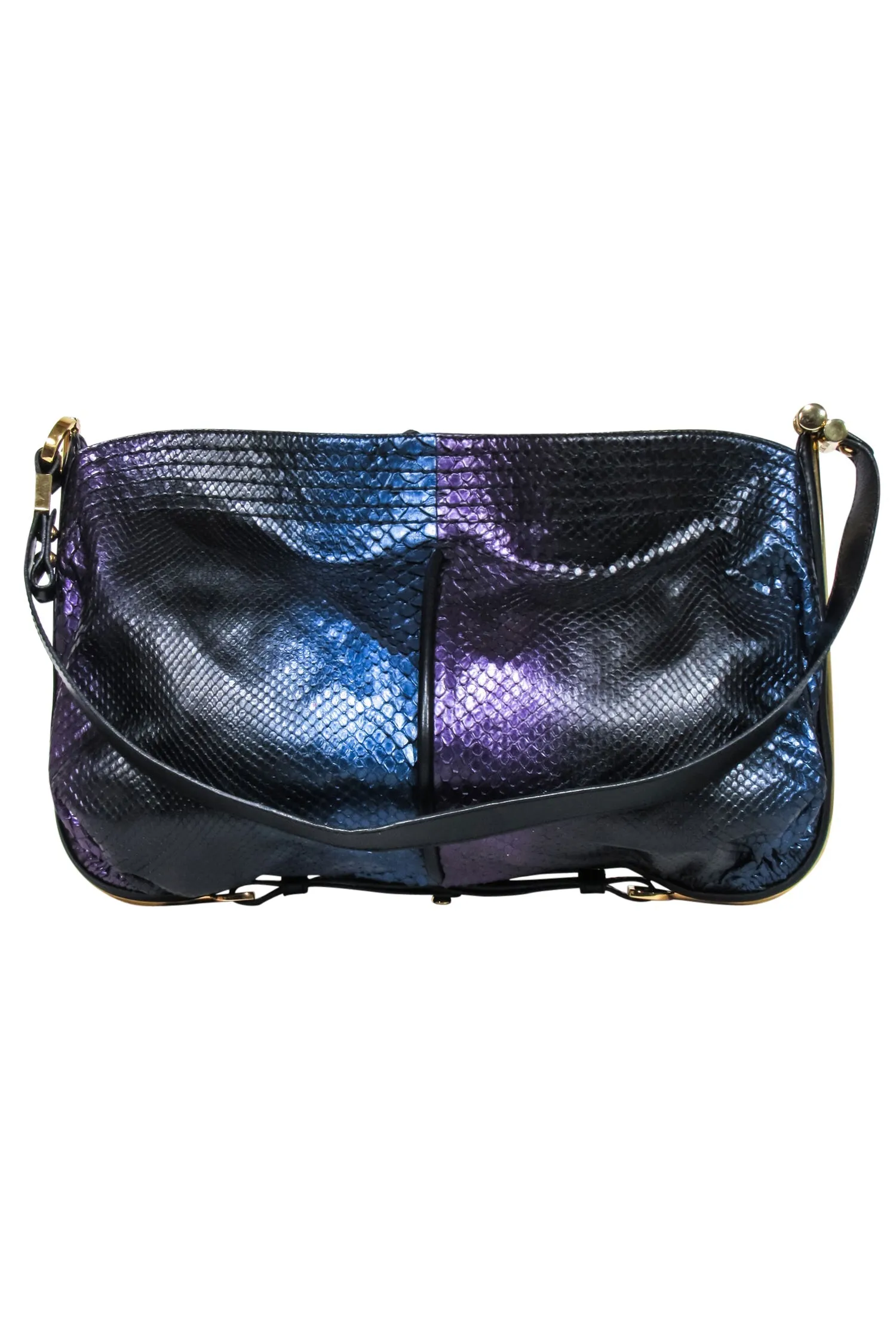 Jimmy Choo - Purple, Blue & Black Metallic Python Shoulder Bag