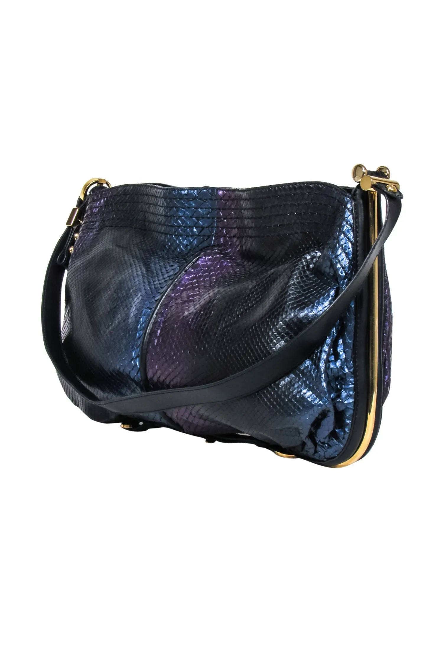 Jimmy Choo - Purple, Blue & Black Metallic Python Shoulder Bag