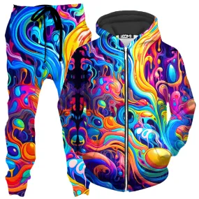 Kandi Swirl Zip-Up Hoodie and Joggers Combo