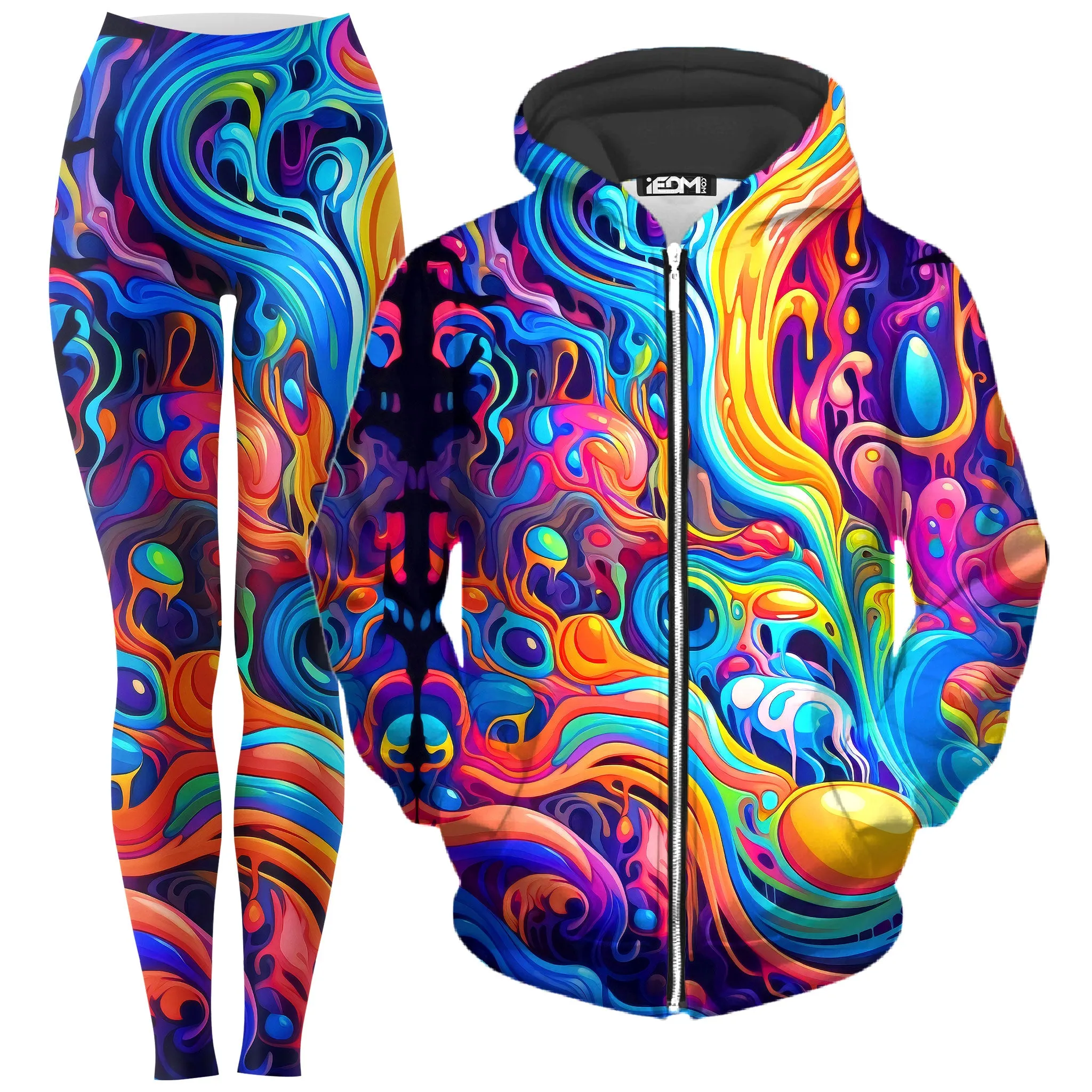 Kandi Swirl Zip-Up Hoodie and Leggings Combo