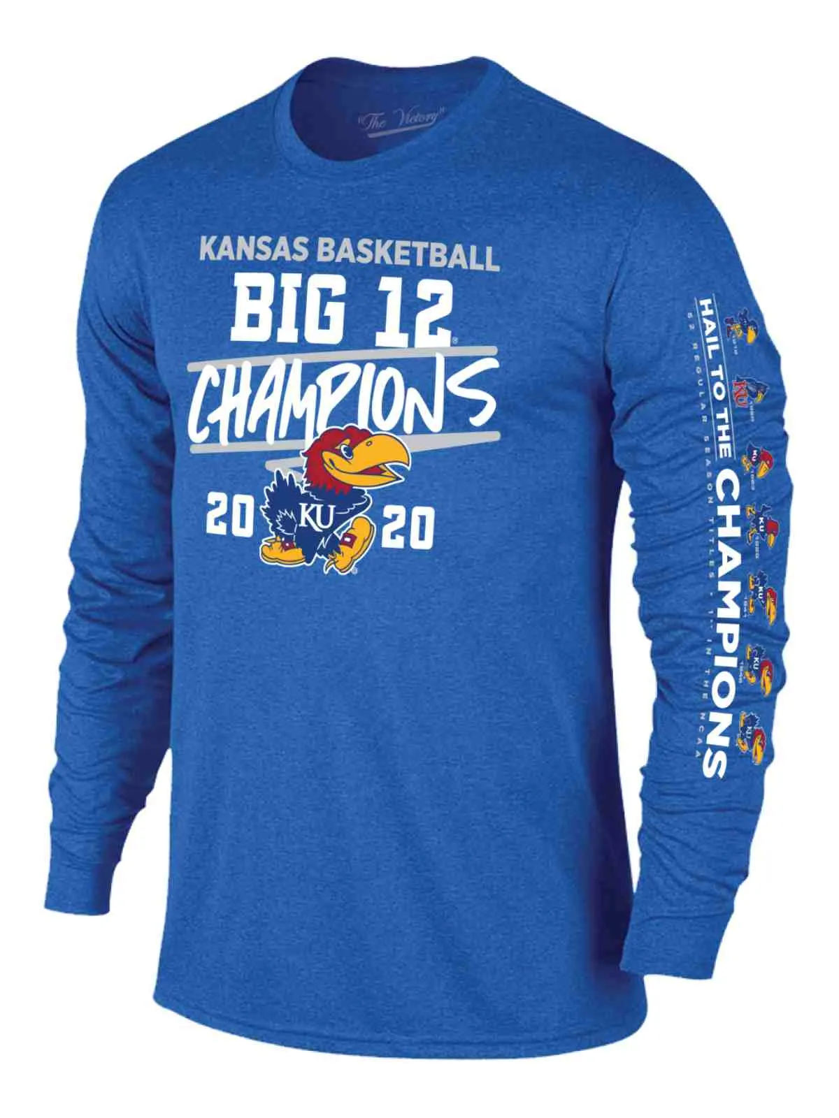 Kansas Jayhawks 2020 BIG 12 Basketball Champions Blue Long Sleeve T-Shirt