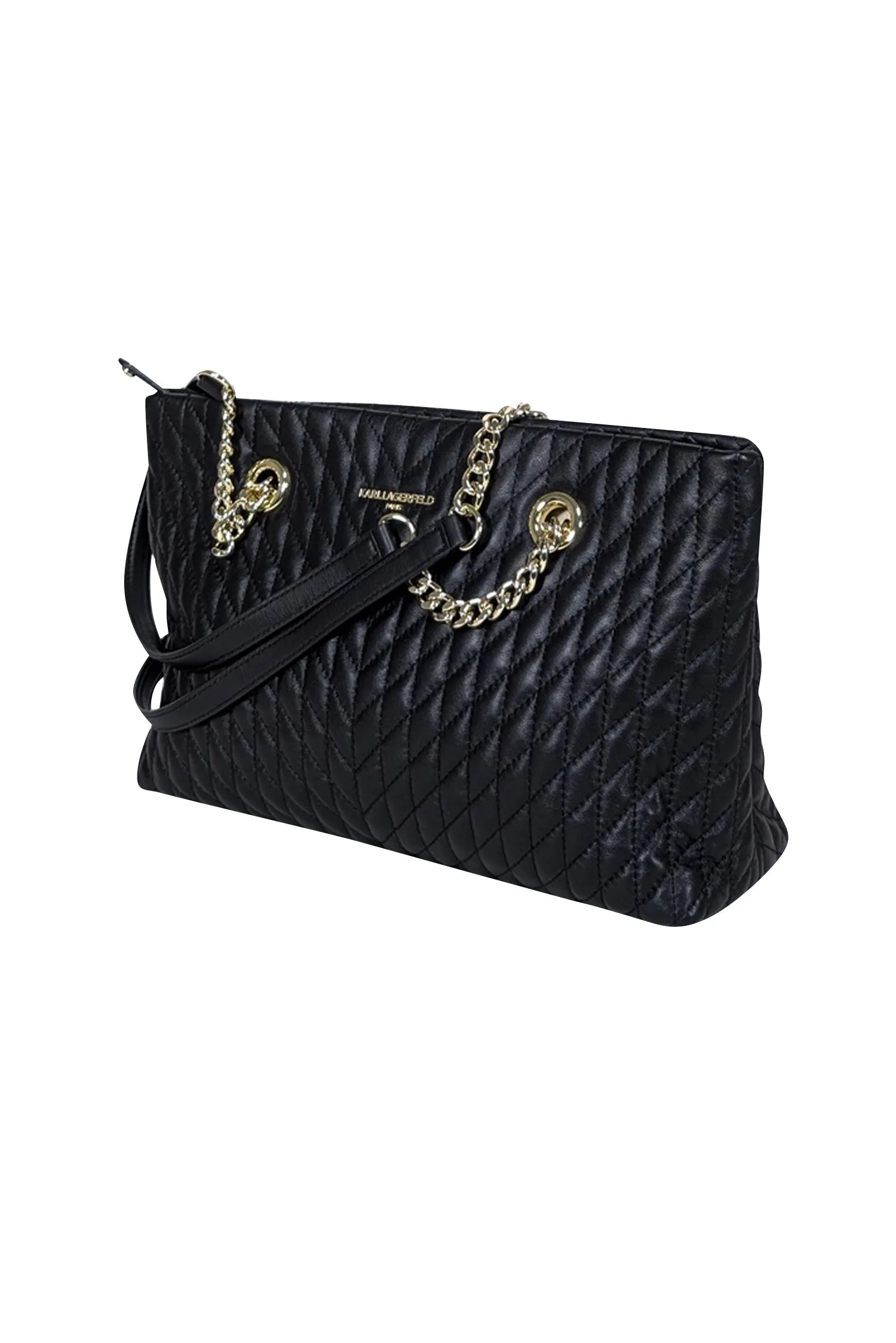 Karl Lagerfeld - Black Leather Quilted Shoulder Bag