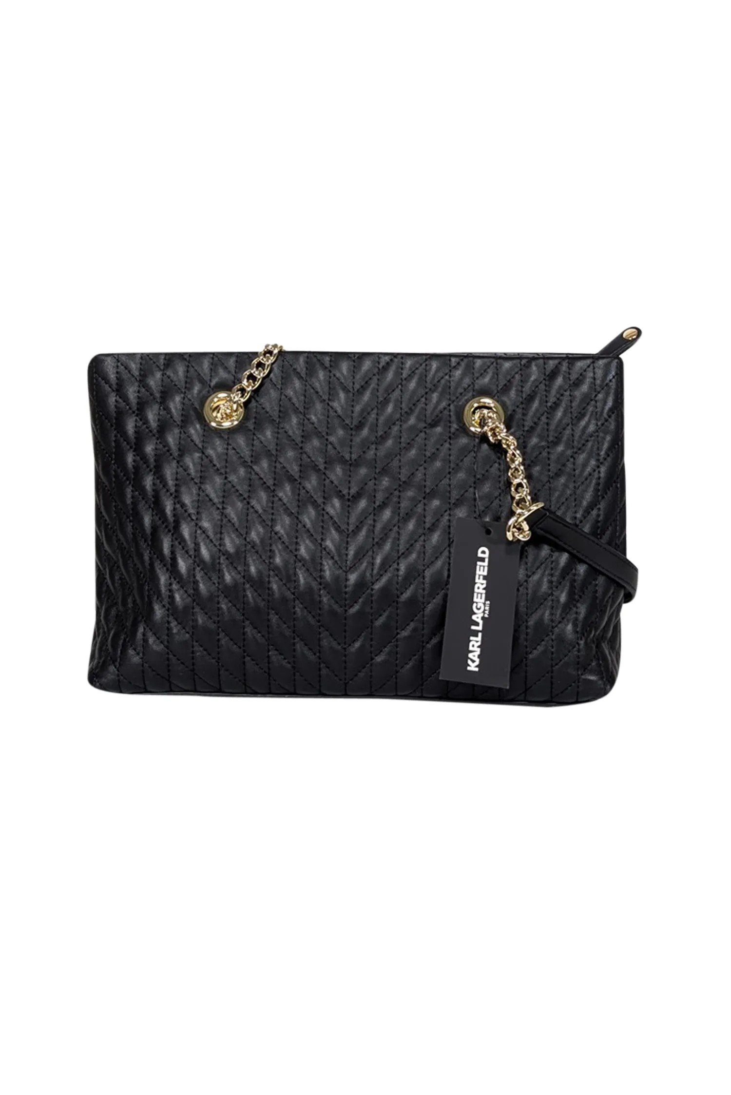 Karl Lagerfeld - Black Leather Quilted Shoulder Bag