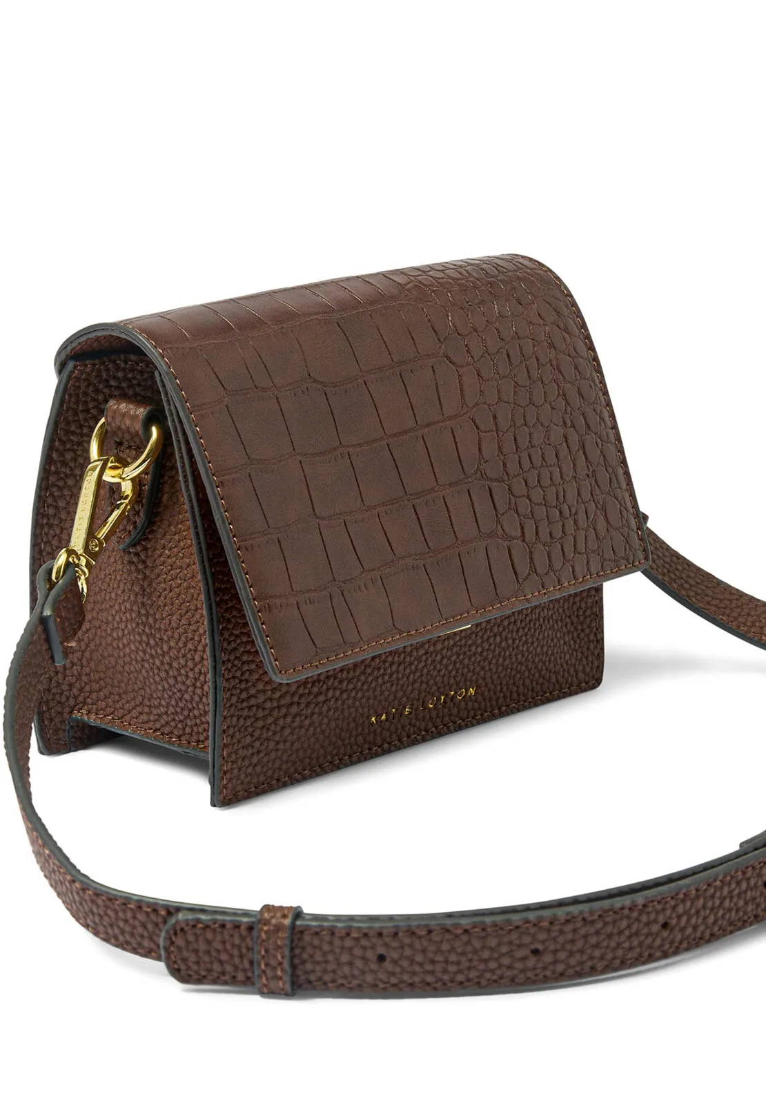 Katie Loxton Orla Mini Faux Croc Crossbody Bag, Chocolate