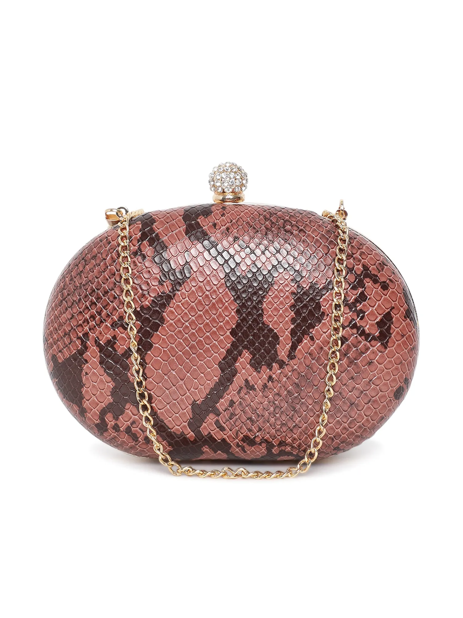 Kazo Brown Patterned Clutch