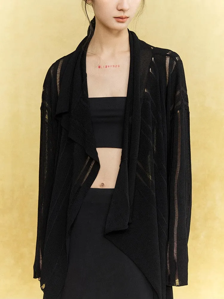 Knit Thin Sheer Long Oversize Effortless Cardigan