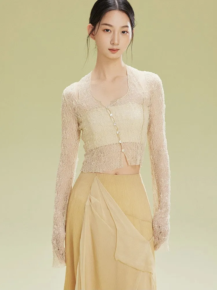 Lace Thin Mesh Sheer Elegant Bolero Cardigan