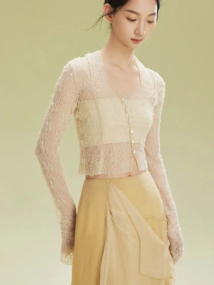 Lace Thin Mesh Sheer Elegant Bolero Cardigan